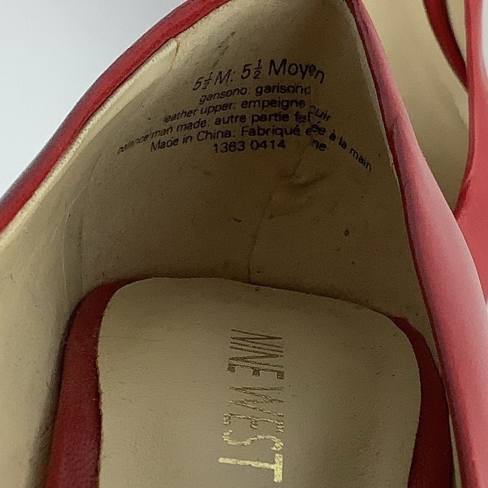 NINE WEST LEATHER RED HIGH HEEL PUMPS SHOES - Picture 11 of 11